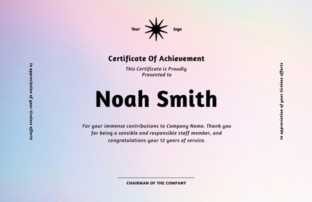Appreciation for Immense Contribution Certificate 5.5x8.5in Design Template