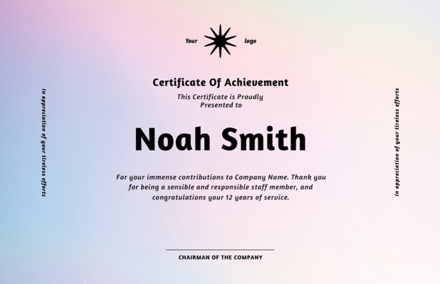 Szablon projektu Appreciation for Immense Contribution Certificate 5.5x8.5in