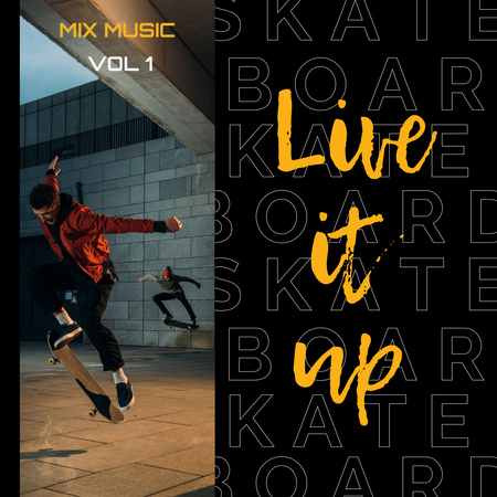 Young Men Riding Skateboard In City Instagram Tasarım Şablonu