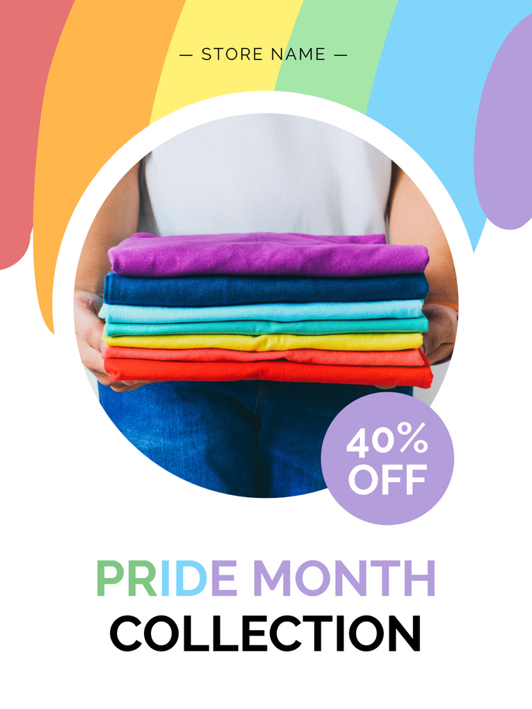 Theme-oriented Clothing With Discounts Offer For Pride Month Poster 36x48in – шаблон для дизайну