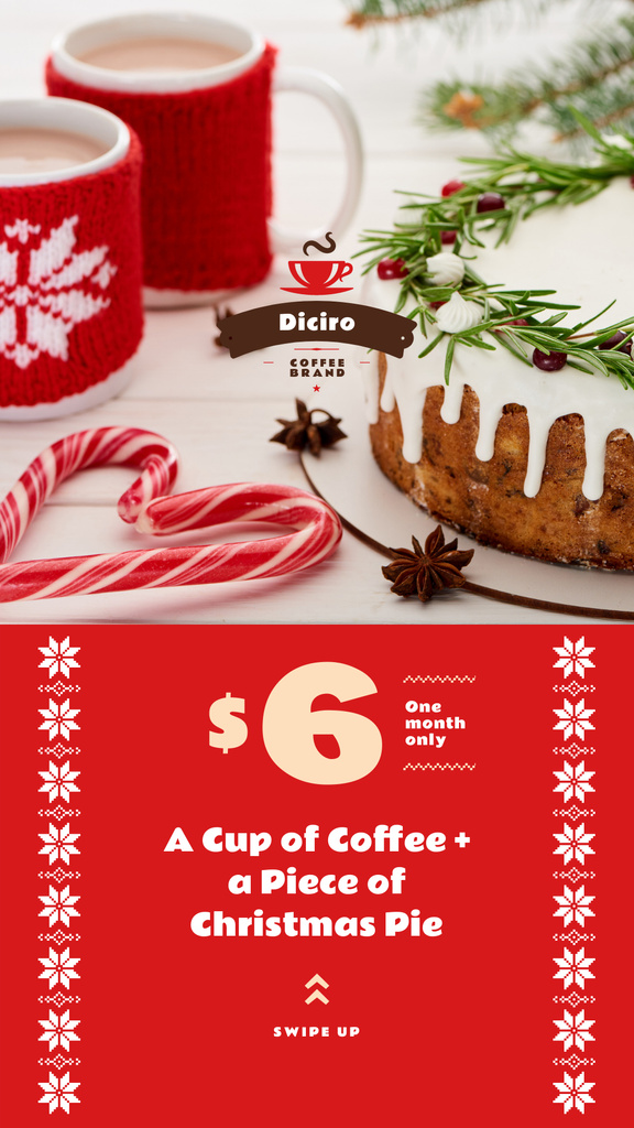 Christmas Festive Cake and Coffee Offer Instagram Story Design Template