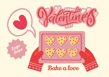 Platilla de diseño Baking Cookies With Love for Valentine's Day With Illustration Card