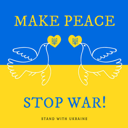 Designvorlage Tauben mit Herzen, um den Krieg zu stoppen für Instagram