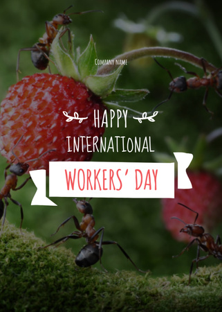 Platilla de diseño Happy International Workers' Day Congrats With Ants Postcard 5x7in Vertical