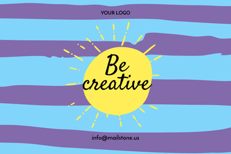 Be Creative Citation with Sun and Waves Illustration Poster 24x36in Horizontal Tasarım Şablonu