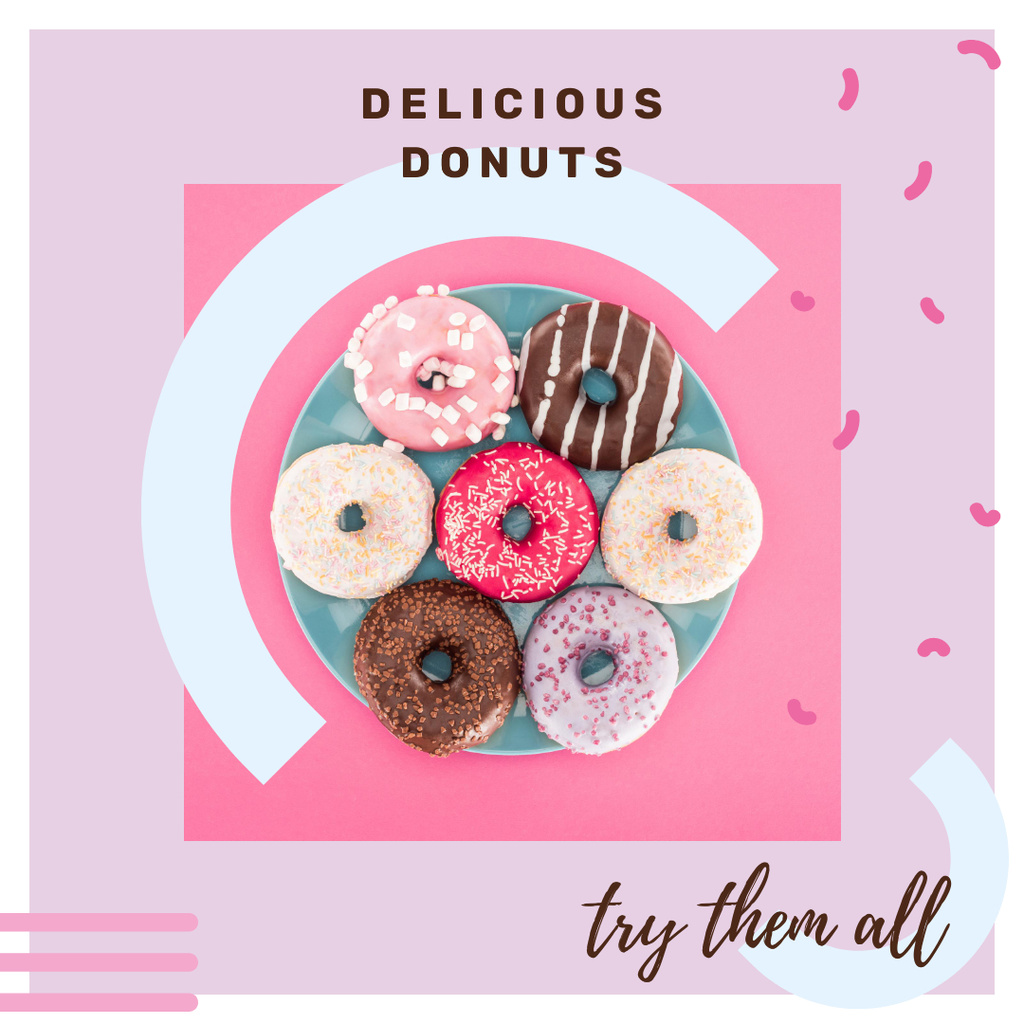 Designvorlage Bakery Ad Sweet Glazed Donuts für Instagram AD