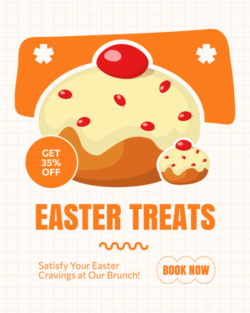 Easter Treats Ad with Holiday Cake Illustration Instagram Post Vertical Design Template