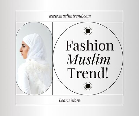 Fashion Muslim Style Collection Anouncement with Woman in Hijab Facebook Design Template