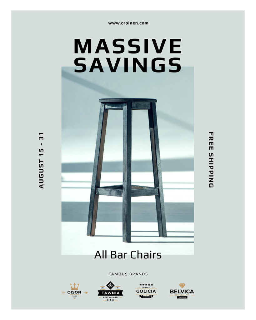 Sale of Bar Chairs Poster 16x20in Design Template