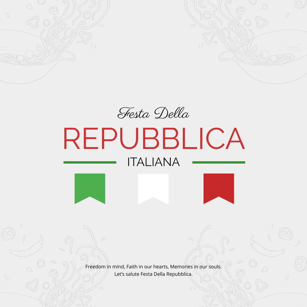 Ontwerpsjabloon van Instagram van Republic of Italy Day Greeting grey