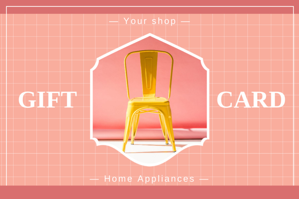 Stylish Yellow Chair on Pink Gift Certificate Design Template