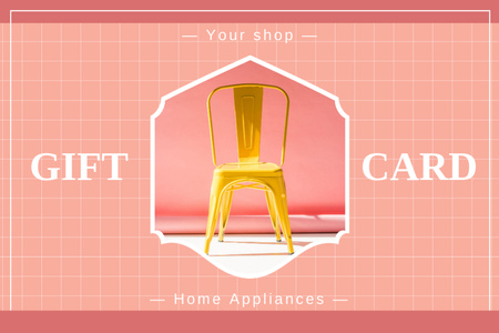 Designvorlage Stylish Yellow Chair on Pink für Gift Certificate