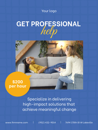 Template di design Professional Psychological Help Offer Poster US