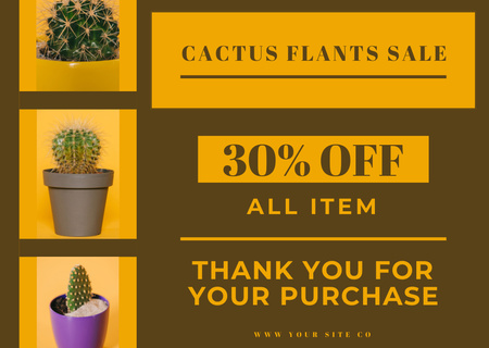 Cactus Plants Sale Card Design Template