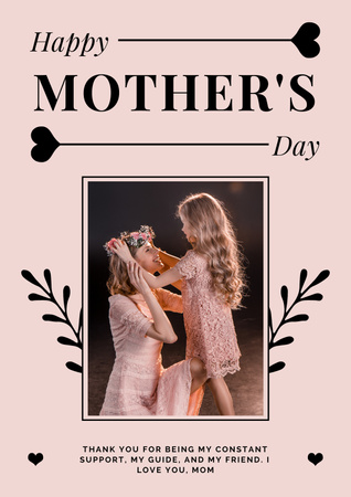 Mom in Spring Wreath with Daughter on Mother's Day Poster Design Template