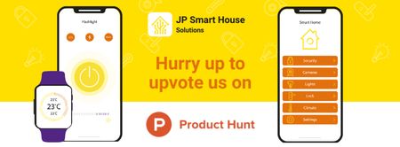 Product Hunt Launch Ad with Smart Home App on Screen Facebook cover Design Template