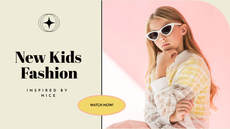 Children's Clothing Ad with Girl in Sunglasses Youtube Thumbnail Design Template
