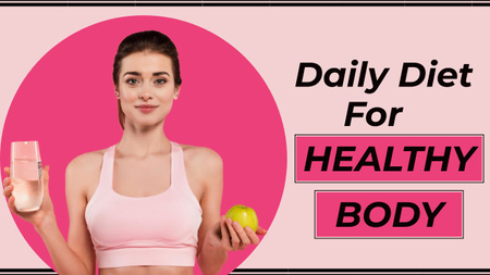 Daily Diet for Healthy Body with Young Woman Youtube Thumbnail Tasarım Şablonu
