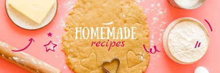 Homemade Recipes Ad with Dough Twitter Modelo de Design