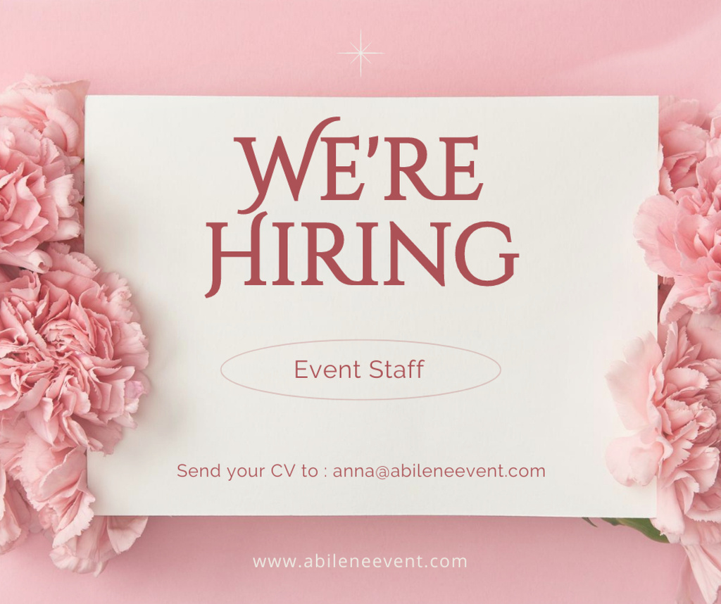 Event Staff Vacancy Ad with Flowers Facebook Design Template