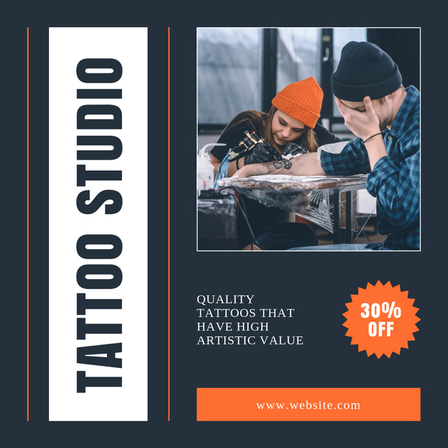 Quality And Artistic Tattoo Studio With Discount Instagram – шаблон для дизайну