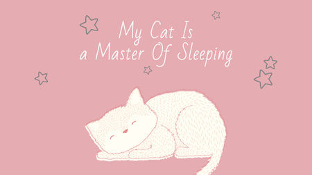 Cute Cat Sleeping in Pink Youtube Design Template