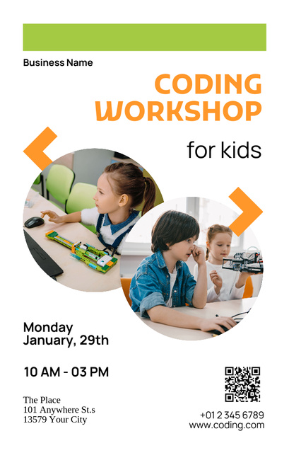 Coding Workshop for Children Invitation 4.6x7.2in Tasarım Şablonu