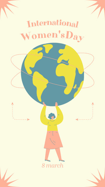 Plantilla de diseño de International Women's Day with Illustration of Woman and Planet Instagram Story 