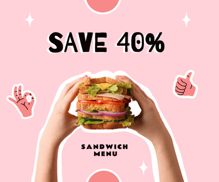 Designvorlage Tasty Sandwich Offer with Discount für Medium Rectangle