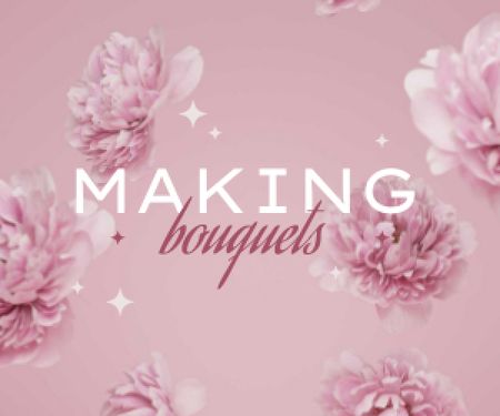 Flowers Bouquets Offer with Tender Peonies Medium Rectangle – шаблон для дизайна