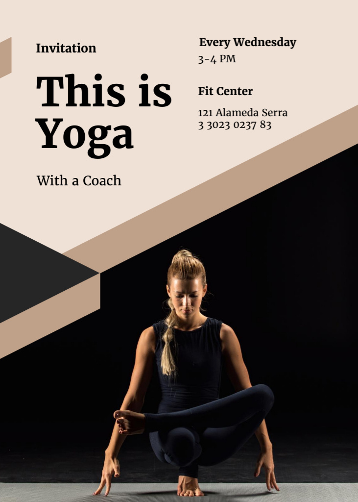 Ontwerpsjabloon van Flayer van Workshop Invitation with Woman Practicing Yoga
