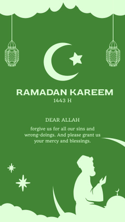 Szablon projektu Ramadan życzenia i sylwetka modlitwy Instagram Story
