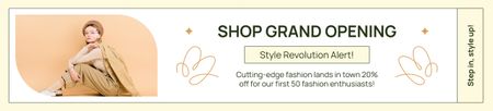 Modèle de visuel Annonce d'ouverture d'un magasin de vêtements avec des réductions - Ebay Store Billboard