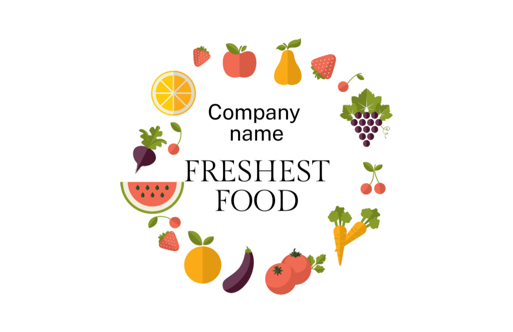 Szablon projektu Store Advertisement with Freshest Food Business Card 85x55mm