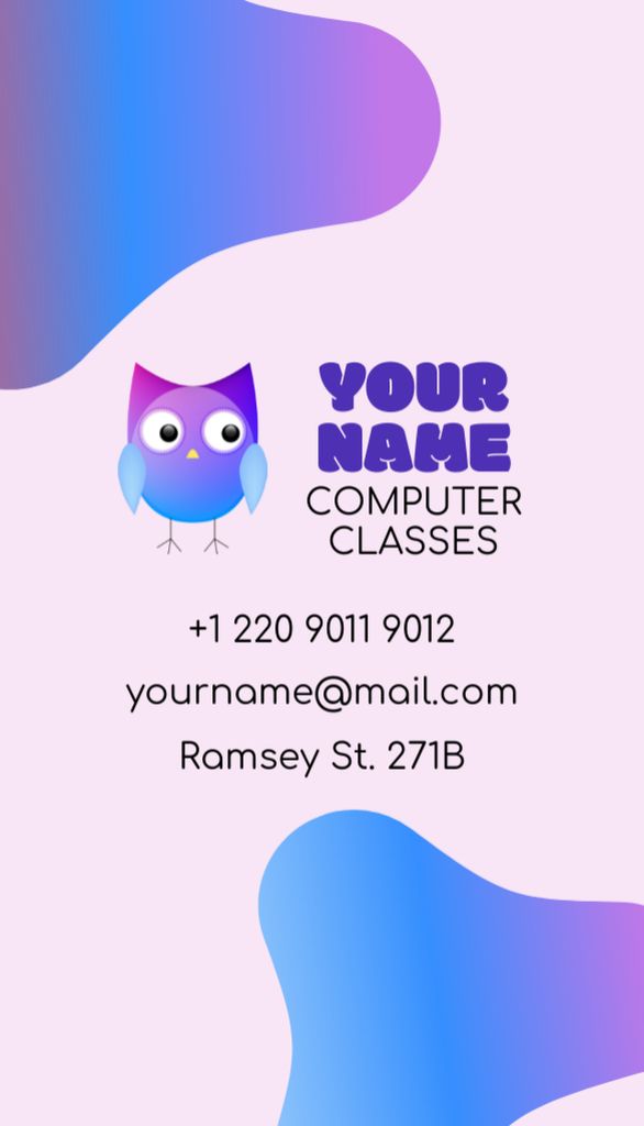Advertisement for Computer Classes Business Card US Verticalデザインテンプレート