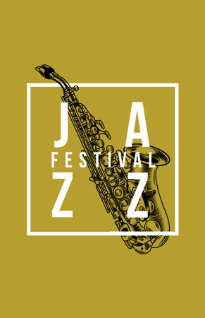 Jazz Festival Saxophone in Yellow Flyer 5.5x8.5in Design Template