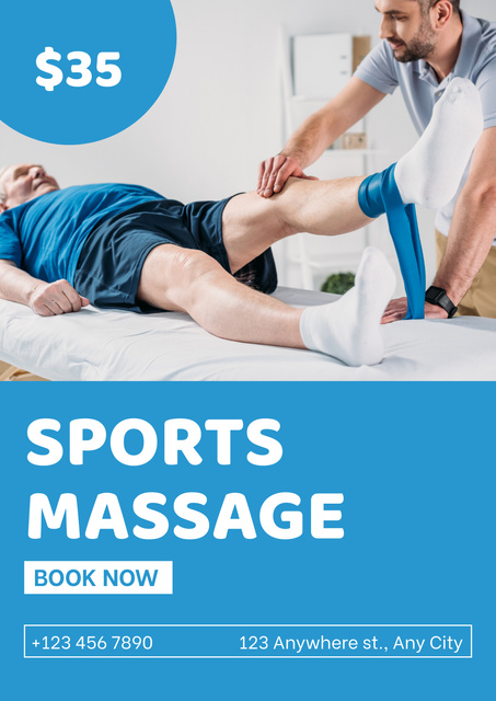 Massage for Sport Injury Treatment Poster Tasarım Şablonu