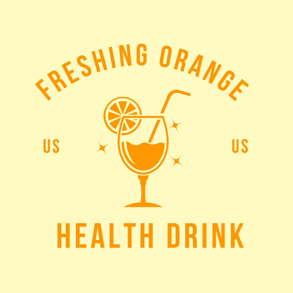 Plantilla de diseño de Contemporary Cafe Ad With Healthy Drink In Glass In Yellow Logo 