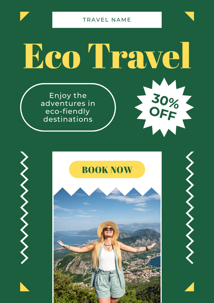 Eco Tourism Offer on Green Poster Modelo de Design