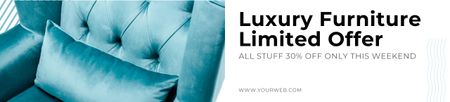 Luxury Furniture Limited -tarjous Valkoinen ja sininen Ebay Store Billboard Design Template