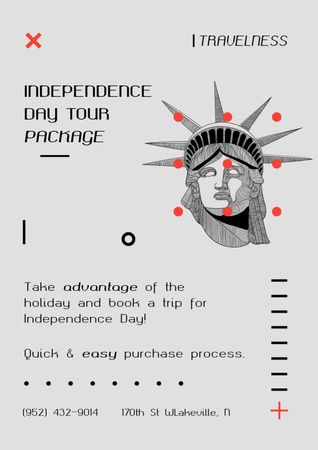USA Independence Day Tours Package Offer Poster A3 Design Template