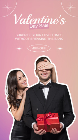 Surprise Presents With Discounts Due Valentine's Day Instagram Video Story Design Template