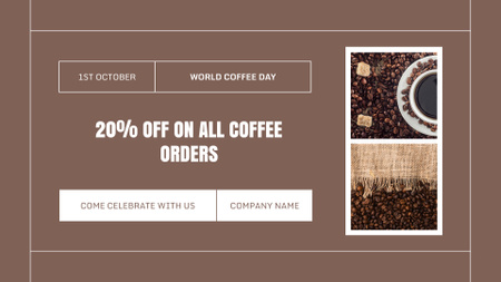 Coffee Cup with Coffee Beans FB event cover Design Template