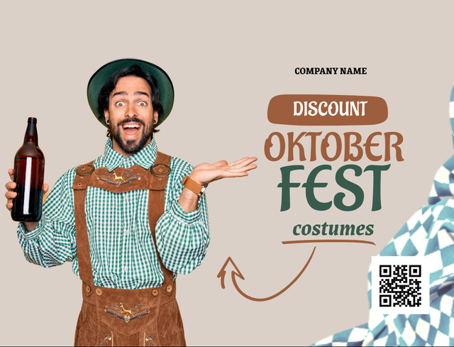 Oktoberfest Costumes With Discount Postcard 4.2x5.5in Šablona návrhu