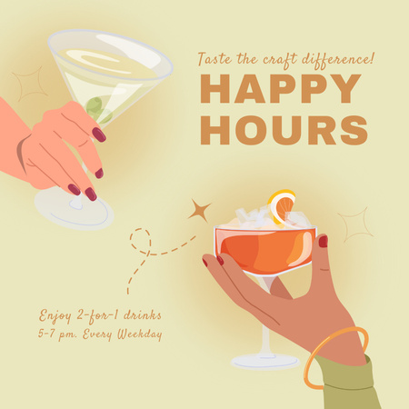 Ontwerpsjabloon van Instagram AD van Heerlijke en lichte cocktails voor evenementen