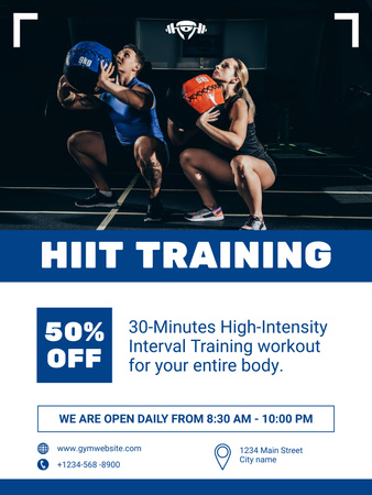 High-intensity Interval Training at Gym Poster US Design Template