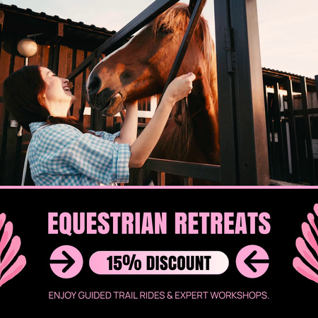 Equestrian Retreats Offer with Discount Animated Post Design Template