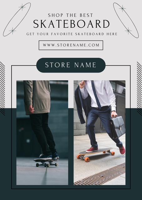 Skateboard Sale Announcement with Men Poster A3 Design Template