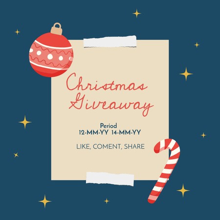 Christmas Giveaway Announcement Blue Instagram AD Design Template