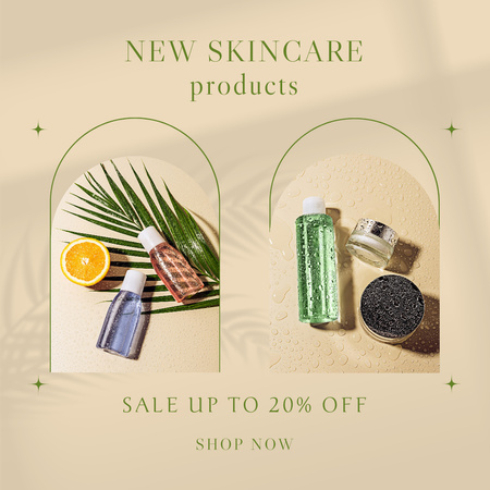 New Skin Care Product Discount with Tropical Leaf Instagram Design Template